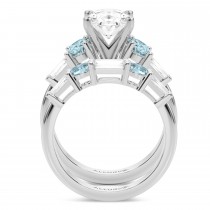 Oval Lab Grown Diamond & Aquamarine Bridal Set in Palladium (4.65ct)