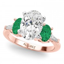 Oval Lab Grown Diamond & Emerald Bridal Set 18K Rose Gold (4.65ct)