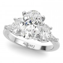 Oval Moissanite Diamond Engagement Ring Bridal Set in Palladium (4.93ct)