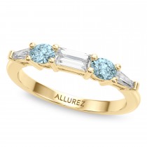Pear Lab Grown Diamond & Oval Aquamarine Bridal Set 18K Yellow Gold (4.65ct)