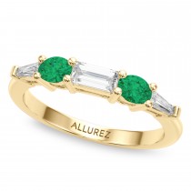 Pear Lab Grown Diamond & Oval Emerald Bridal Set 18K Yellow Gold (4.65ct)