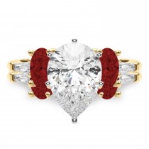 Pear Lab Grown Diamond & Oval Garnet Bridal Set 18K Yellow Gold (4.97ct)