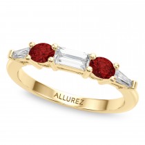 Pear Lab Grown Diamond & Oval Garnet Bridal Set 18K Yellow Gold (4.97ct)