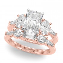 Radiant Lab Grown Diamond Engagement Ring Bridal Set 18K Rose Gold (4.93ct)
