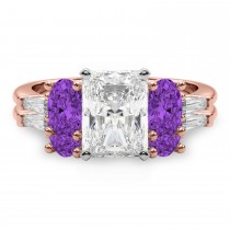 Radiant Lab Grown Diamond & Oval Amethyst Bridal Set 14K Rose Gold (4.65ct)