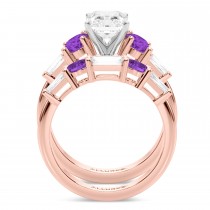 Radiant Lab Grown Diamond & Oval Amethyst Bridal Set 14K Rose Gold (4.65ct)