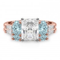 Radiant Lab Grown Diamond & Oval Aquamarine Bridal Set 18K Rose Gold (4.65ct)