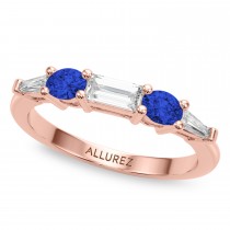 Radiant Lab Grown Diamond & Oval Blue Sapphire Bridal Set 14K Rose Gold (5.17ct)