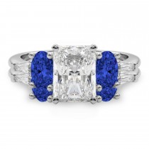 Radiant Lab Grown Diamond & Oval Blue Sapphire Bridal Set in Palladium (5.17ct)