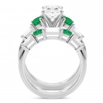 Radiant Lab Grown Diamond & Oval Emerald Bridal Set 18K White Gold (4.65ct)