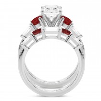 Radiant Lab Grown Diamond & Oval Garnet Bridal Set in Palladium (4.97ct)