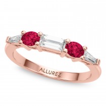 Radiant Lab Grown Diamond & Oval Ruby Bridal Set 18K Rose Gold (5.09ct)