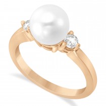 Akoya Pearl & Diamond Ring 14k Rose Gold 0.12 ct (3.20mm)