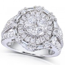 Round Diamond Cluster & Halo Engagement Ring 14k White Gold (1.75ct)