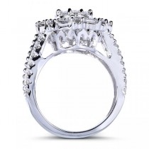 Round Diamond Cluster & Halo Engagement Ring 14k White Gold (1.75ct)