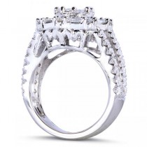 Round Diamond Cluster & Halo Engagement Ring 14k White Gold (1.75ct)