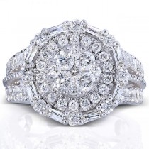 Round Diamond Cluster & Halo Engagement Ring 14k White Gold (1.75ct)