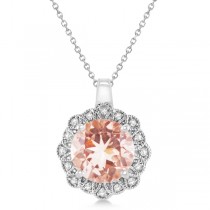 Morganite Pendant Necklace Diamond Accents 14k White Gold (2.78ct)