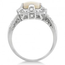 Diamond and Australian Opal Ring 14k White Gold (1.09ct)