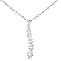 Seven Stone Moissanite Journey Pendant Necklace 14K White Gold 1.50ctw