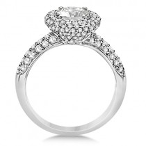 Moissanite & Diamond Pave Halo Engagement Ring 14K White Gold 2.60ctw