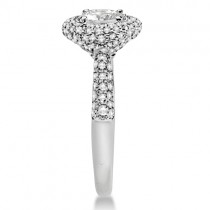 Moissanite & Diamond Pave Halo Engagement Ring 14K White Gold 2.60ctw