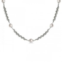Cultured Freshwater Pearl Necklace Sterling Silver Links 8-8.5mm