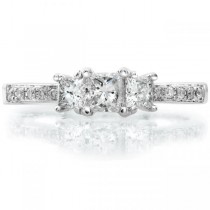 3-Stone Princess Cut Diamond Promise Ring 14k White Gold 1.05ct