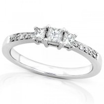 Princess Cut Three-Stone Diamond Ring in 14k White Gold (.33ct)