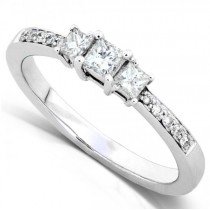 Princess Cut Three-Stone Diamond Ring in 14k White Gold (.33ct)