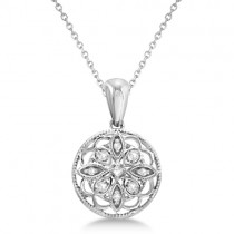 Circle Antique Diamond Pendant Necklace Sterling Silver (0.05ct)