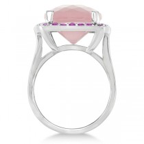 Rose Quartz & Purple Amethyst Cocktail Ring Sterling Silver (16.64ct)