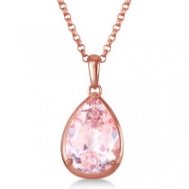 Pear Solitaire Morganite Pendant Necklace 14K Rose Gold (5.00tct)