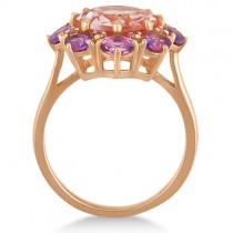 Diamond, Amethyst, and Morganite Flower Ring 14k Rose Gold (4.84ct)