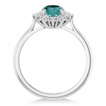 Oval Lab Grown Alexandrite & Diamond Halo Ring 14K White Gold (2.02ct)