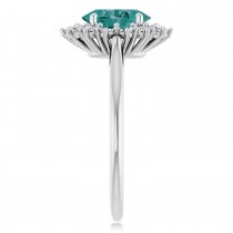 Oval Lab Grown Alexandrite & Diamond Halo Ring 14K White Gold (2.02ct)