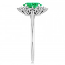 Oval Lab Grown Emerald & Diamond Halo Ring 14K White Gold (1.56ct)