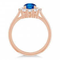Round Blue Sapphire & Diamond Halo Ring 14K Rose Gold (1.49ct)