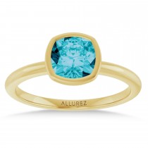 Cushion Cut London Blue Topaz Fashion Ring 14K Yellow Gold (1.23ct)