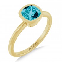 Cushion Cut London Blue Topaz Fashion Ring 14K Yellow Gold (1.23ct)