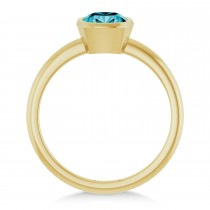 Cushion Cut London Blue Topaz Fashion Ring 14K Yellow Gold (1.23ct)