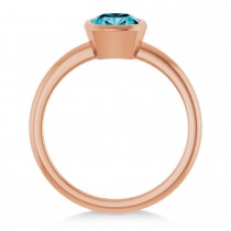 Cushion Cut London Blue Topaz Fashion Ring 14K Rose Gold (1.23ct)