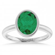 Oval Lab Grown Emerald Fashion Ring in Sterling Silver (1.50ct)