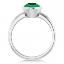 Oval Lab Grown Emerald Fashion Ring in Sterling Silver (1.50ct)