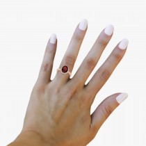Oval Lab Garnet & Halo Lab Grown Diamond Engagement Ring 14k Rose Gold 3.22ct