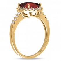 Oval Lab Garnet & Halo Lab Grown Diamond Engagement Ring 14k Yellow Gold 3.22ct