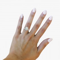 Oval Lab Opal & Halo Lab Grown Diamond Engagement Ring 14k White Gold 2.07ct