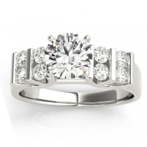 Diamond Chanel Set Antique Engagement Ring 18k White Gold (0.48ct)