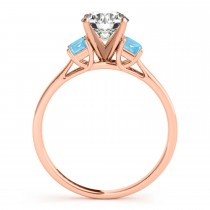 Trio Emerald Cut Blue Topaz Engagement Ring 18k Rose Gold (0.30ct)
