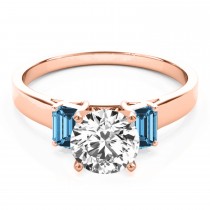 Trio Emerald Cut Blue Topaz Engagement Ring 18k Rose Gold (0.30ct)